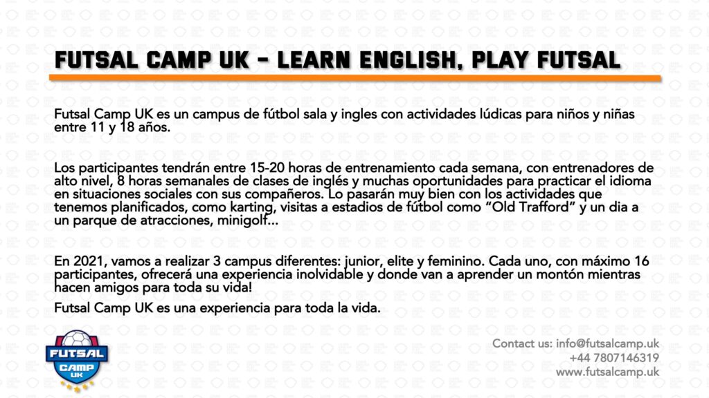 Futsal Camp UK Play futsal, learn english